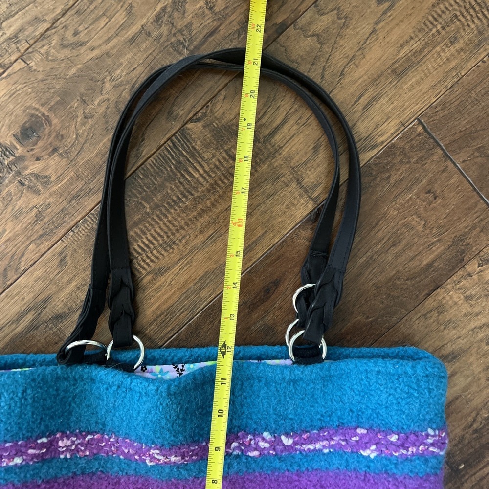 Handmade‎ Felted Wool Purple Teal Double Handle Boho Tote Handbag Purse Laptop - Picture 11 of 11